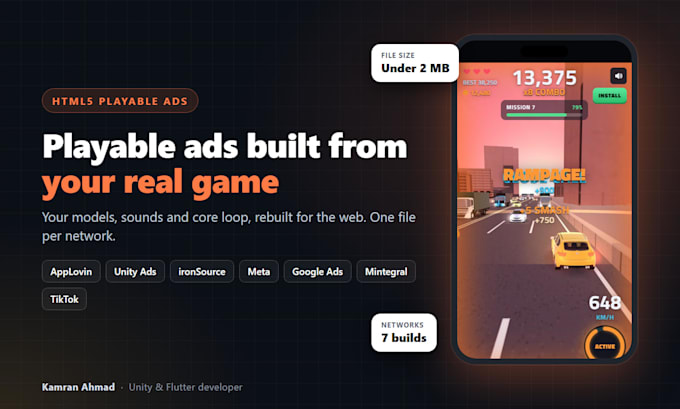 create an HTML5 playable ad for applovin, unity, meta and google