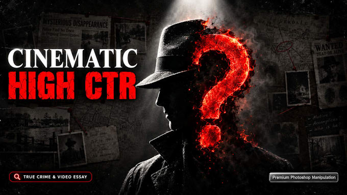 create high CTR cinematic youtube thumbnails for true crime and documentaries