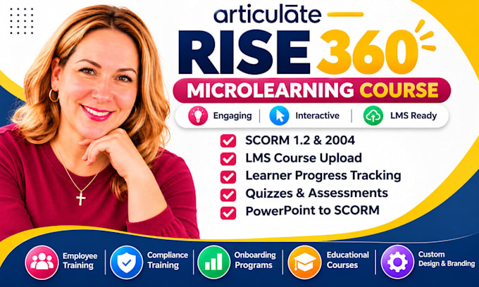 build articulate rise 360 microlearning course with interative elearning lessons