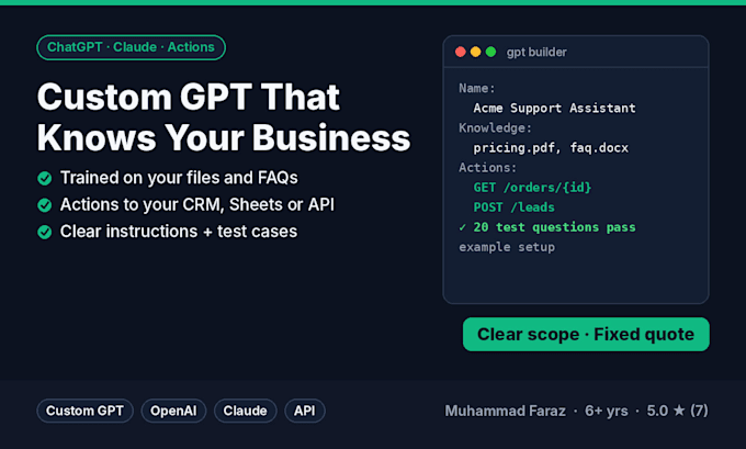 build a custom gpt for your business with api actions