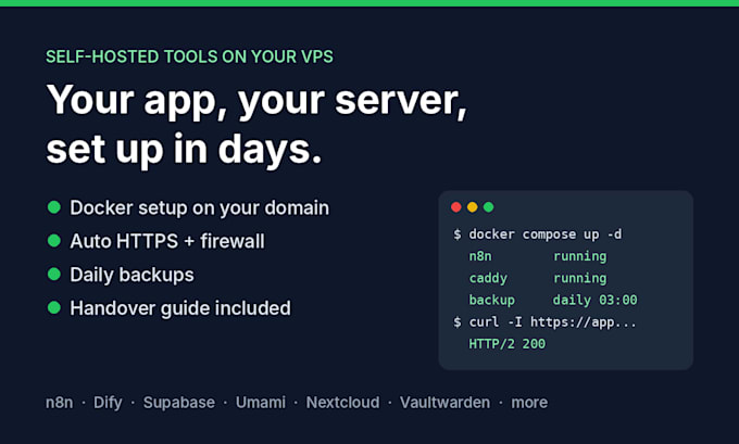 deploy self hosted tools on your vps with docker, SSL and documentation