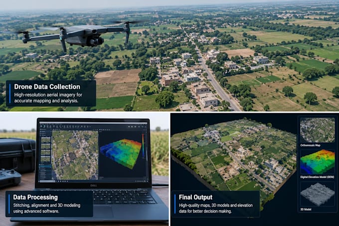 process drone data and create maps, 3d models and contours