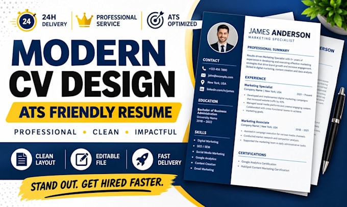 Design a professional ats friendly cv and resume by Thanis_disignar ...
