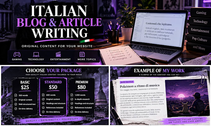 write engaging italian blog posts and articles