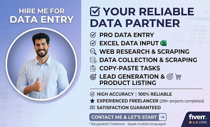 do professional data entry, web research and copy paste
