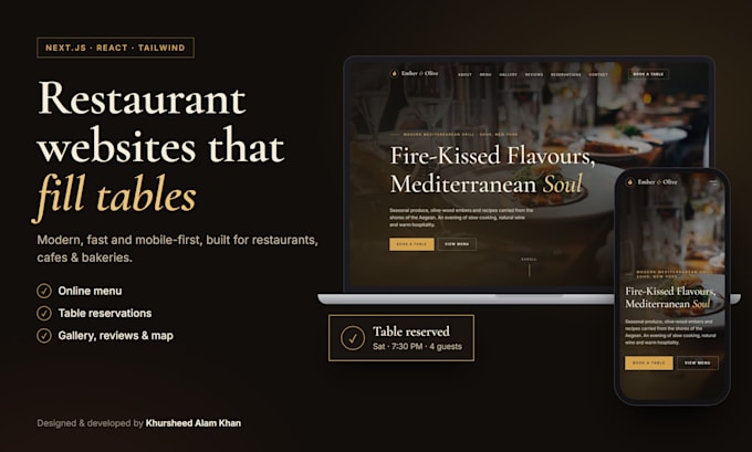 build a modern restaurant website with online menu and table reservations