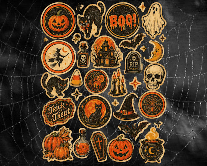 design custom vintage style sticker sheets and illustrations