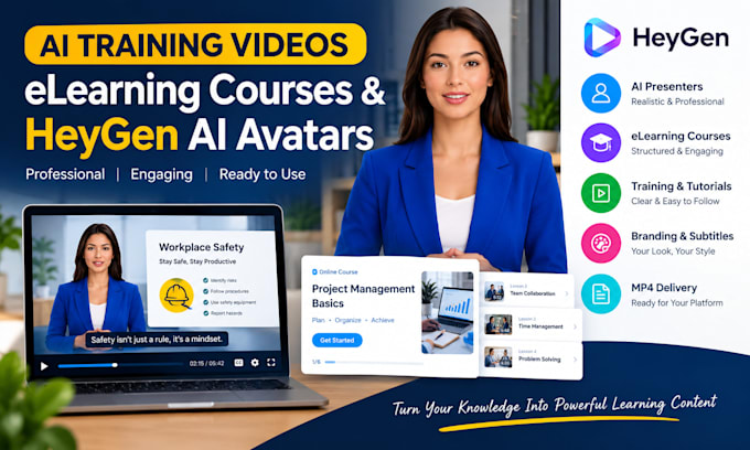 create ai training videos, elearning courses and ai avatar videos with heygen
