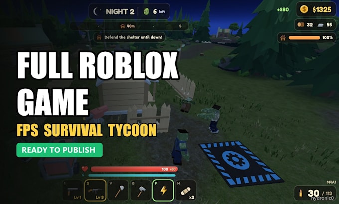 make a complete roblox fps survival, tycoon or simulator game