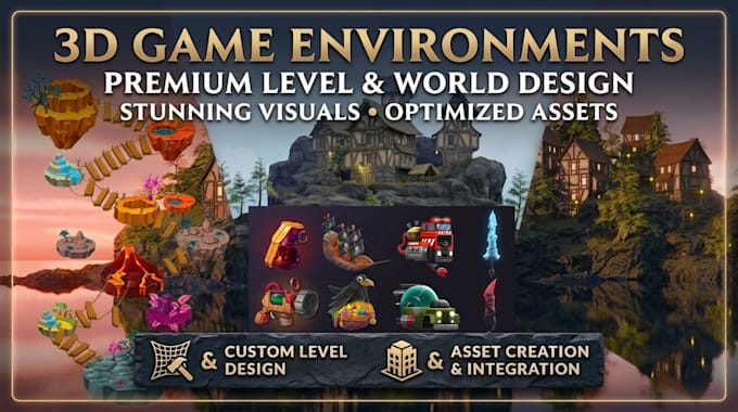 create 3d game environments 3d environment design, level design maps and assets