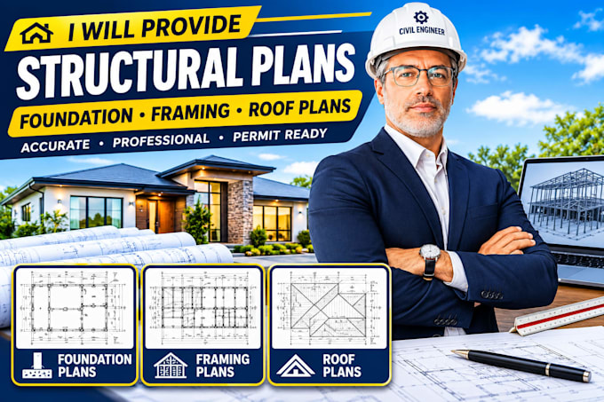 provide structural plans foundation framing roof plans