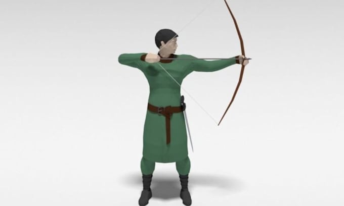 create stylized lowpoly character, 3d animation for retro hunter game,y2k action