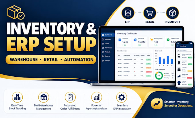 set up inventory management, warehouse operations, retail and erp integrations