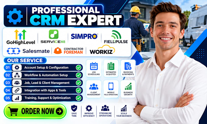 do gohighlevel service8 simpro fieldpulse salesmates contractor foreman workiz
