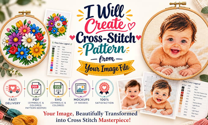 create a custom cross stitch pattern from your image or photo