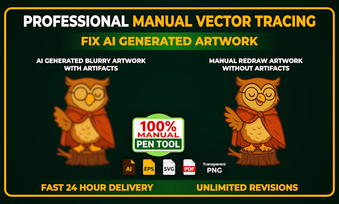 fix ai generated logo, repair text, and convert to print ready vector