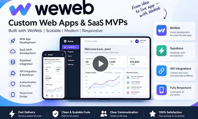 build a weweb web app, saas mvp, and supabase integration