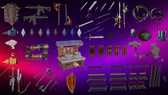 create custom 3d models, props and textures