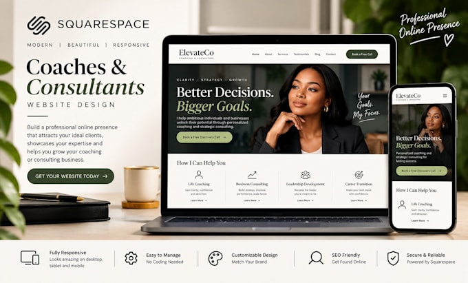 create a squarespace website for coaches and consultants