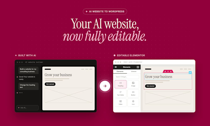 convert lovable, v0 or claude ai website to editable wordpress elementor