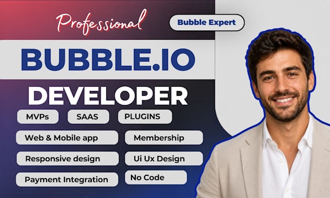 develop bubble io mvp, saas membership web app no code bubble io website expert