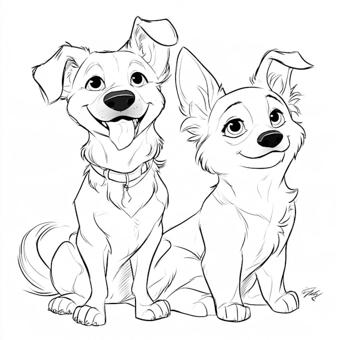 draw vector line art dog or pet portraits