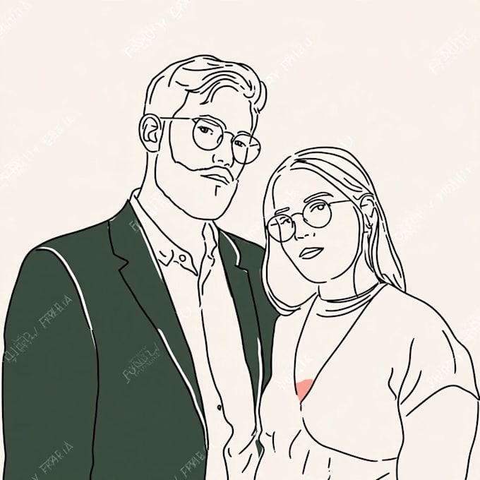 draw couple portrait wedding portrait illustration