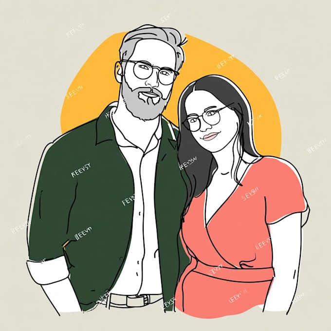 draw couple portrait illustration