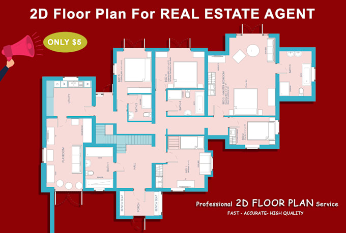 redraw floor plan for real estate agent