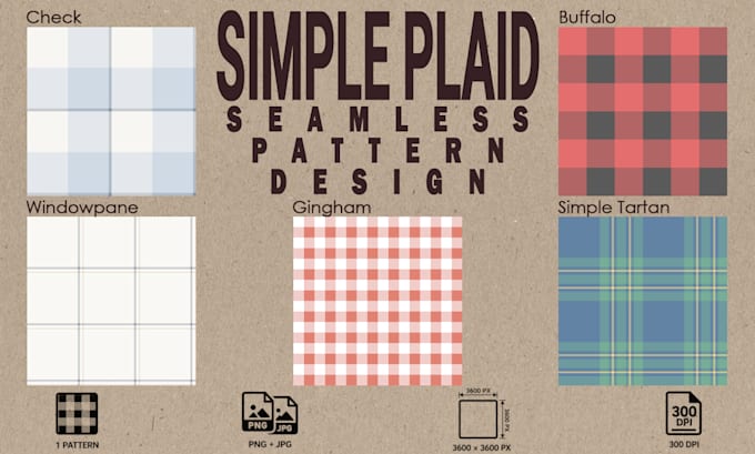 design a simple plaid or checkered seamless pattern