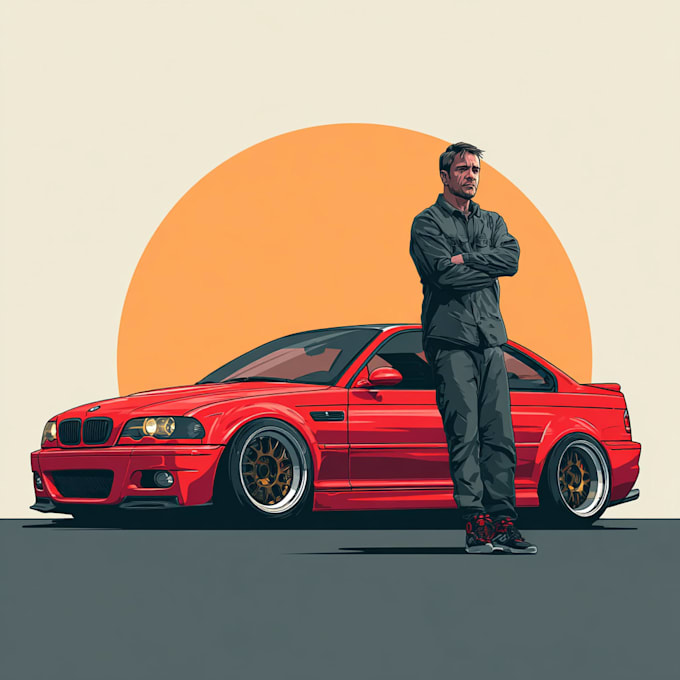 draw a custom sports car portrait for you