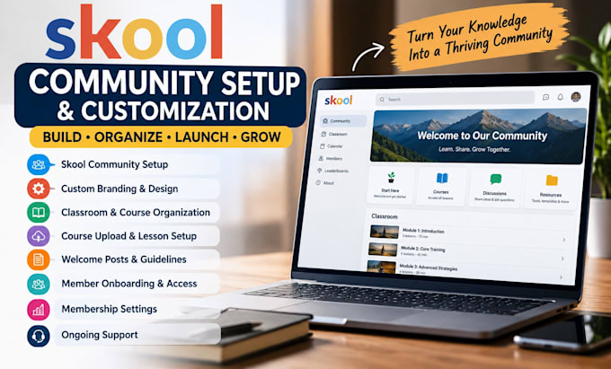 set up and customize your skool community and classroom skool course curriculum