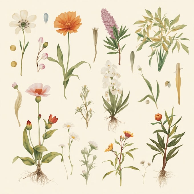 design custom botanical illustrations for flowers and plants