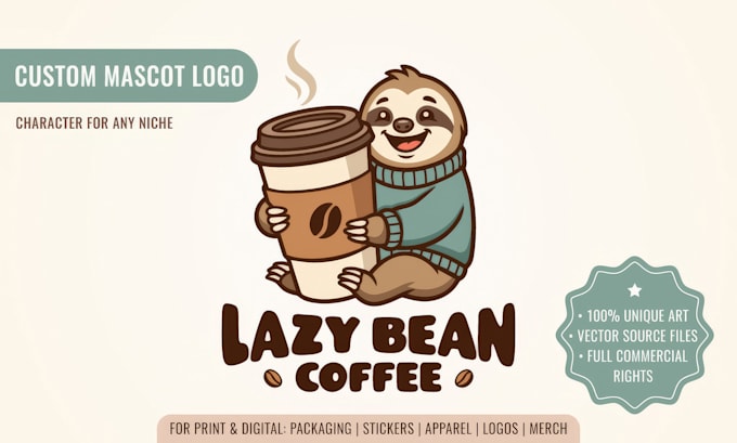 create custom mascot logo or cartoon character design