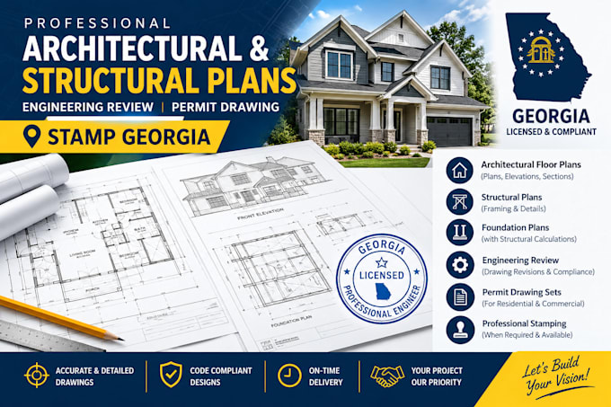 architectural, structural plan, engineering review permit drawing, stamp georgia