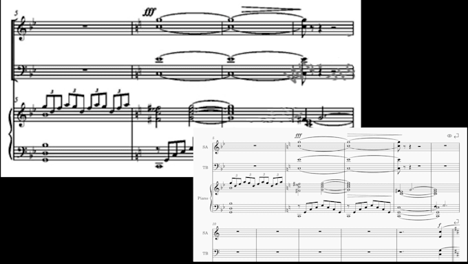 transcribe music sheet file into playable music sheet
