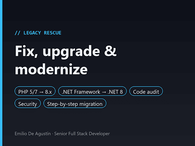 fix, upgrade and modernize your legacy PHP or asp net app