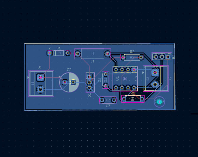 design a custom 2 layered pcb layout and schematic in kicad