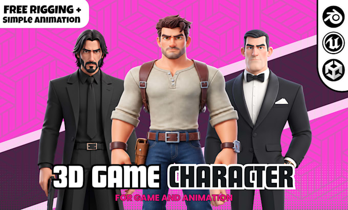create 3d game character and stylized character modeling, rigging and animation