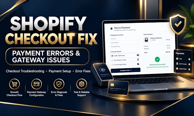 fix shopify checkout errors,payment failures,gateway setup transaction issues