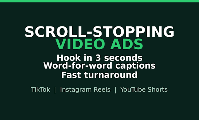 create a scroll stopping short form video ad with hook and captions