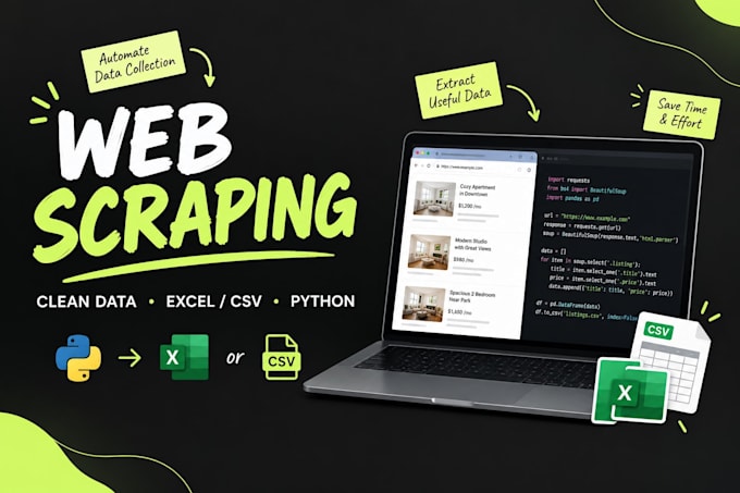 scrape public website data with python into clean CSV or excel