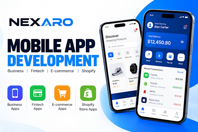 develop a mobile app for business fintech or ecommerce