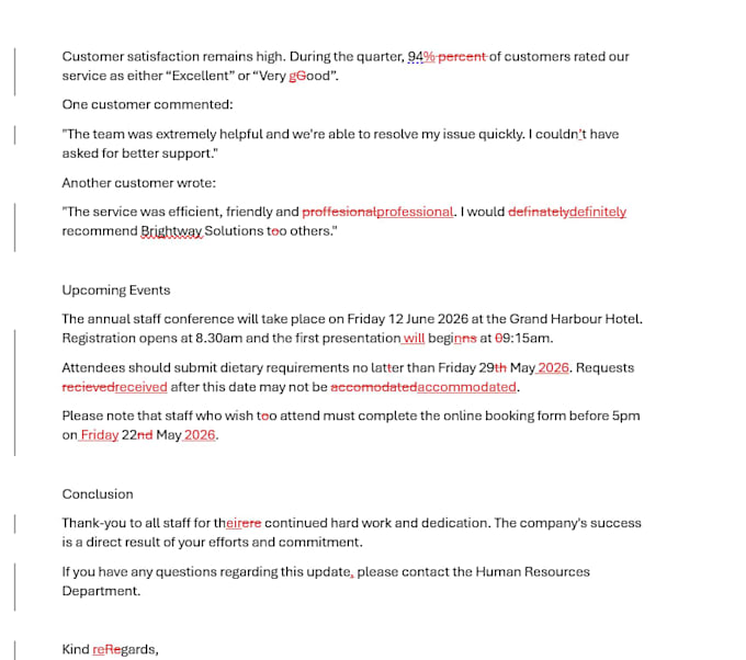 provide a high level proofreading service