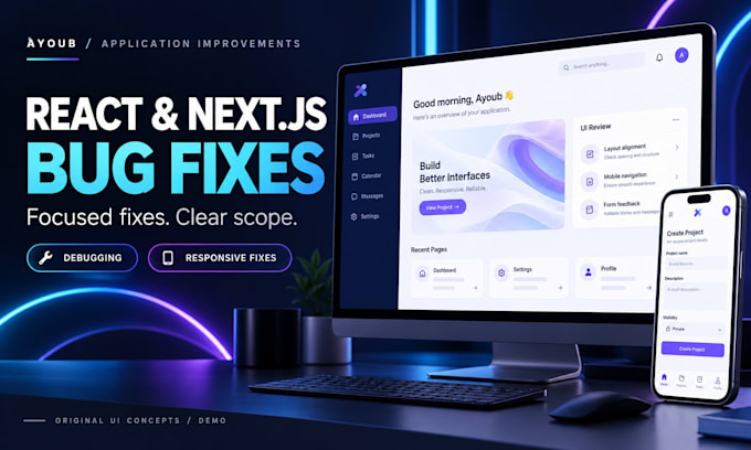 fix react and nextjs bugs and responsive layout issues