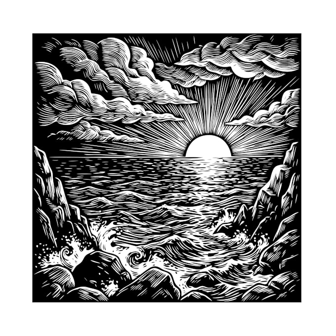 create vintage woodcut, engraving linocut and illustration