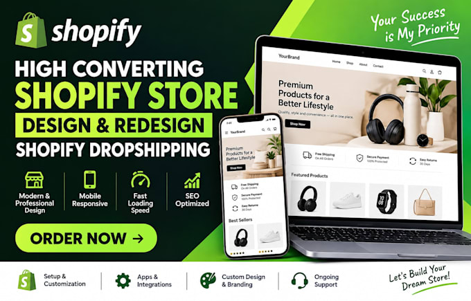 do high converting shopify store design, shopify redesign, shopify dropshopping