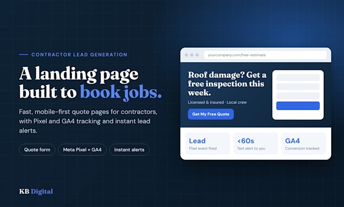 build a contractor lead generation landing page with conversion tracking