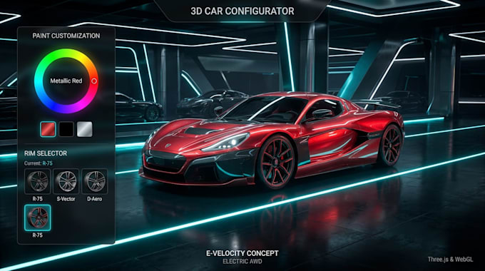 build luxury 3d car, bike configurator with threejs for ecommerce
