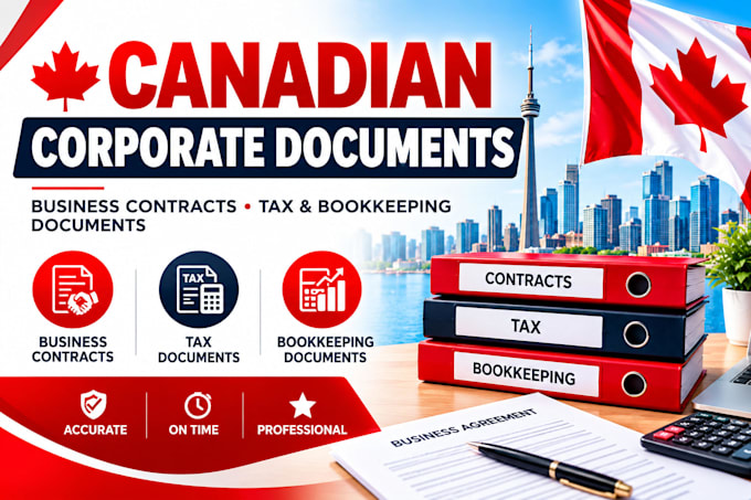 draft canadian corporate documents, contracts, tax, and bookkeeping documents